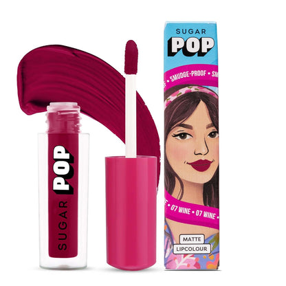 Sugar Pop Matte Lipcolour Wine - Super Matte | Lasts + Hours | Non-Dryin Wine 1 MILLI_LITRE