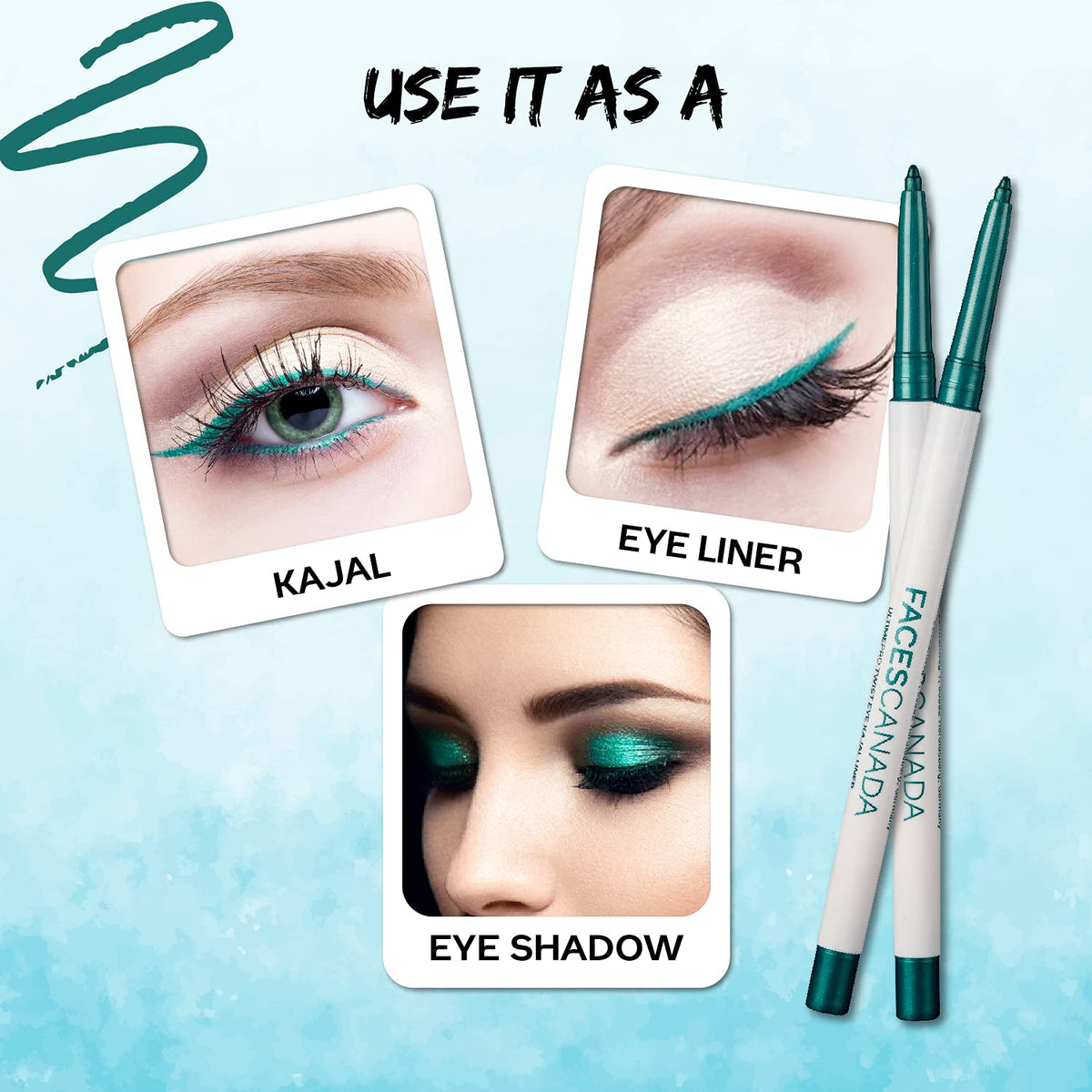 Faces Canada Twist Eye Kajal Waterproof Color Pen With Soft Canauba Wax 0.35 gm