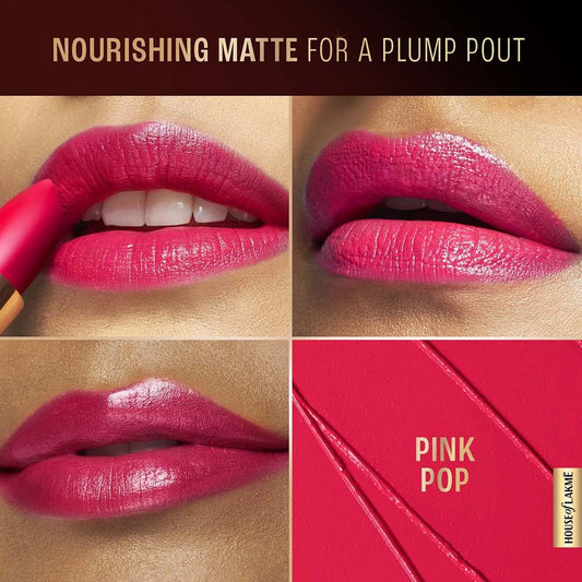 Lakme Glam Satin Matte Lipstick - Up 2 Pink Pop 4.3 g