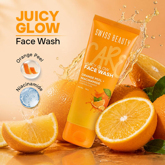 SWISS BEAUTY JUICY GLOW FACE WASH ORANGE PEEL+NIACINAMIDE