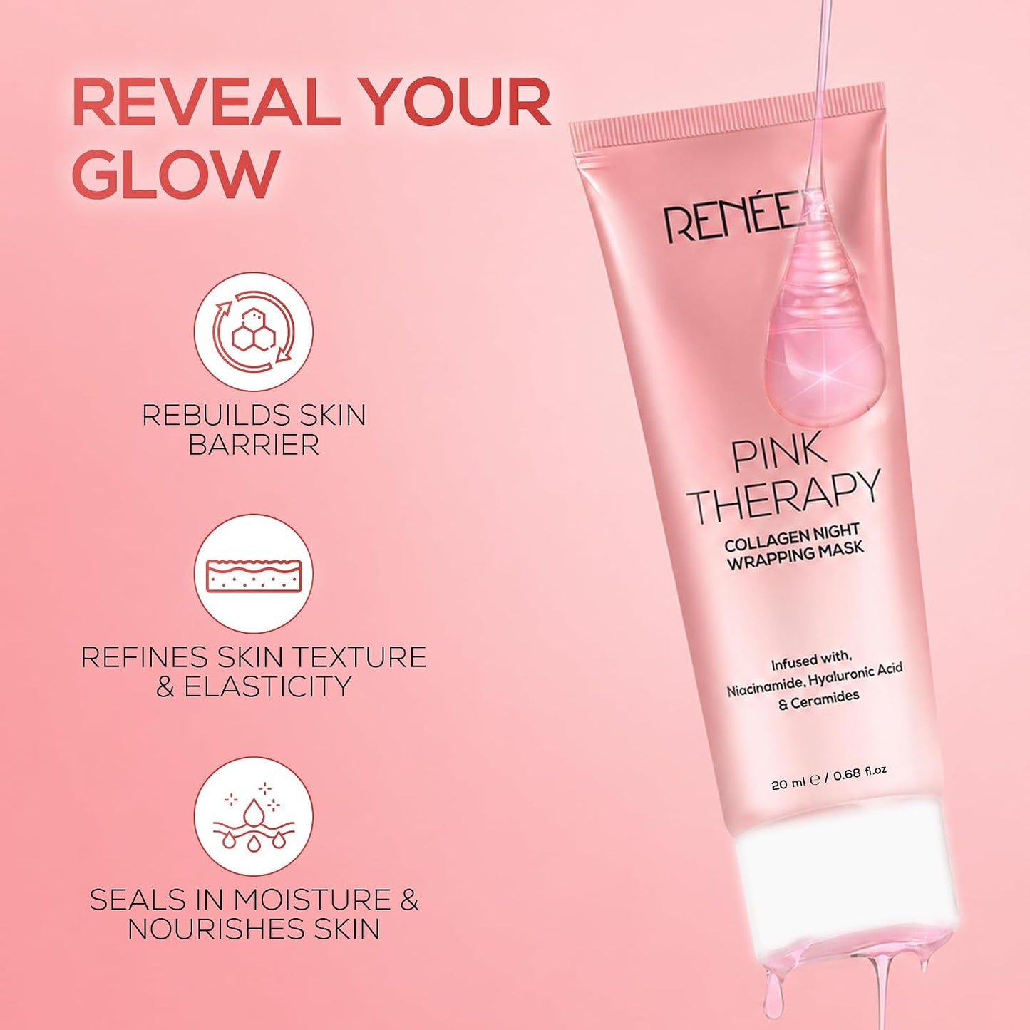 RENEE PINK THERAPY COLLAGEN NIGHT WRAPPING MASK - 20 ml