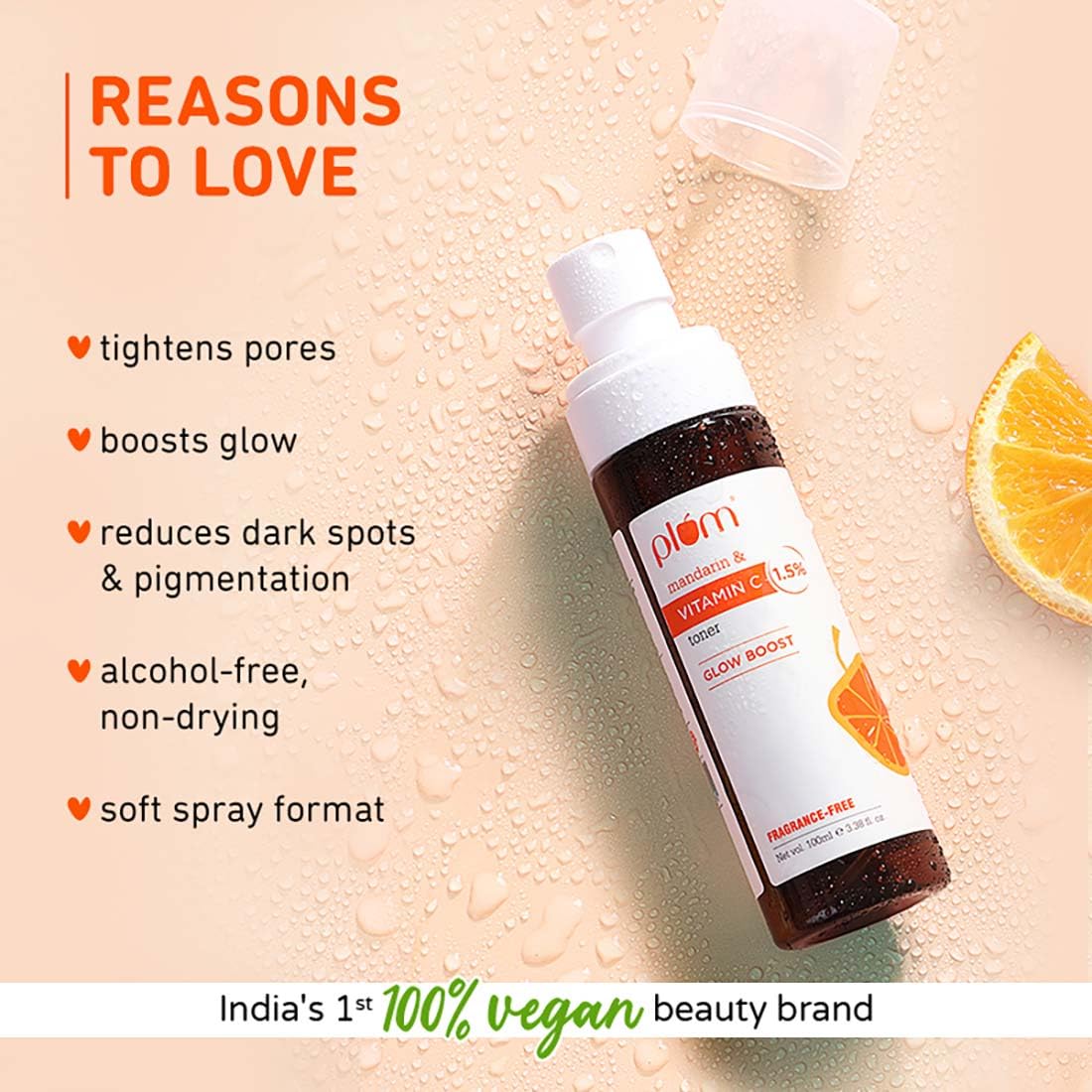 Plum 1.5% Vitamin C Toner With Mandarin For Glowing Skin Improves Uneven Tone Men & Women 100 MILLI_LITRE