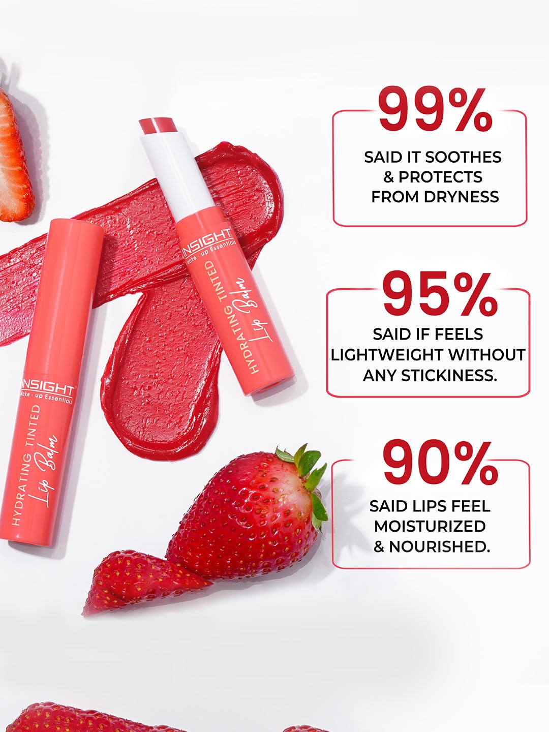 Insight Cosmetics Hydrating Tinted Lip Balm Enriched With Strawberry Seed Oil (Strawberry) 2.5 g