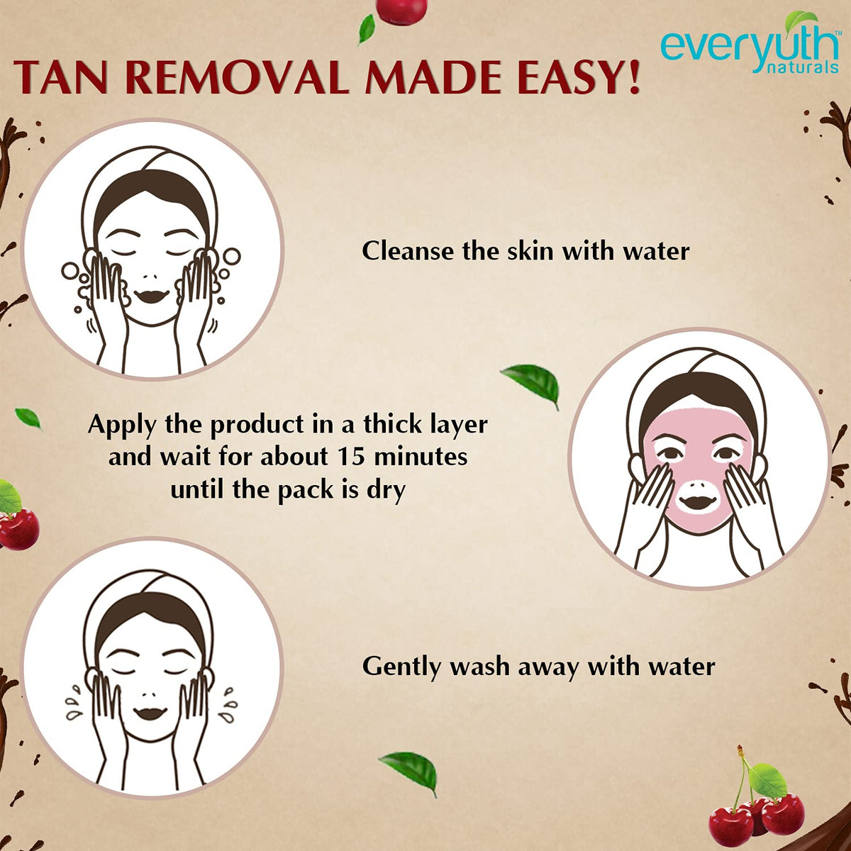 Everyuth Naturals Pure & Light Chocolate & Cherry Tan Removal Pack 50 g