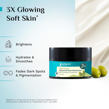 Pilgrim Squalane Vitamin C & Niacinamide Glow Moisturizer For Dry Skin & Hydration 50 GRAM