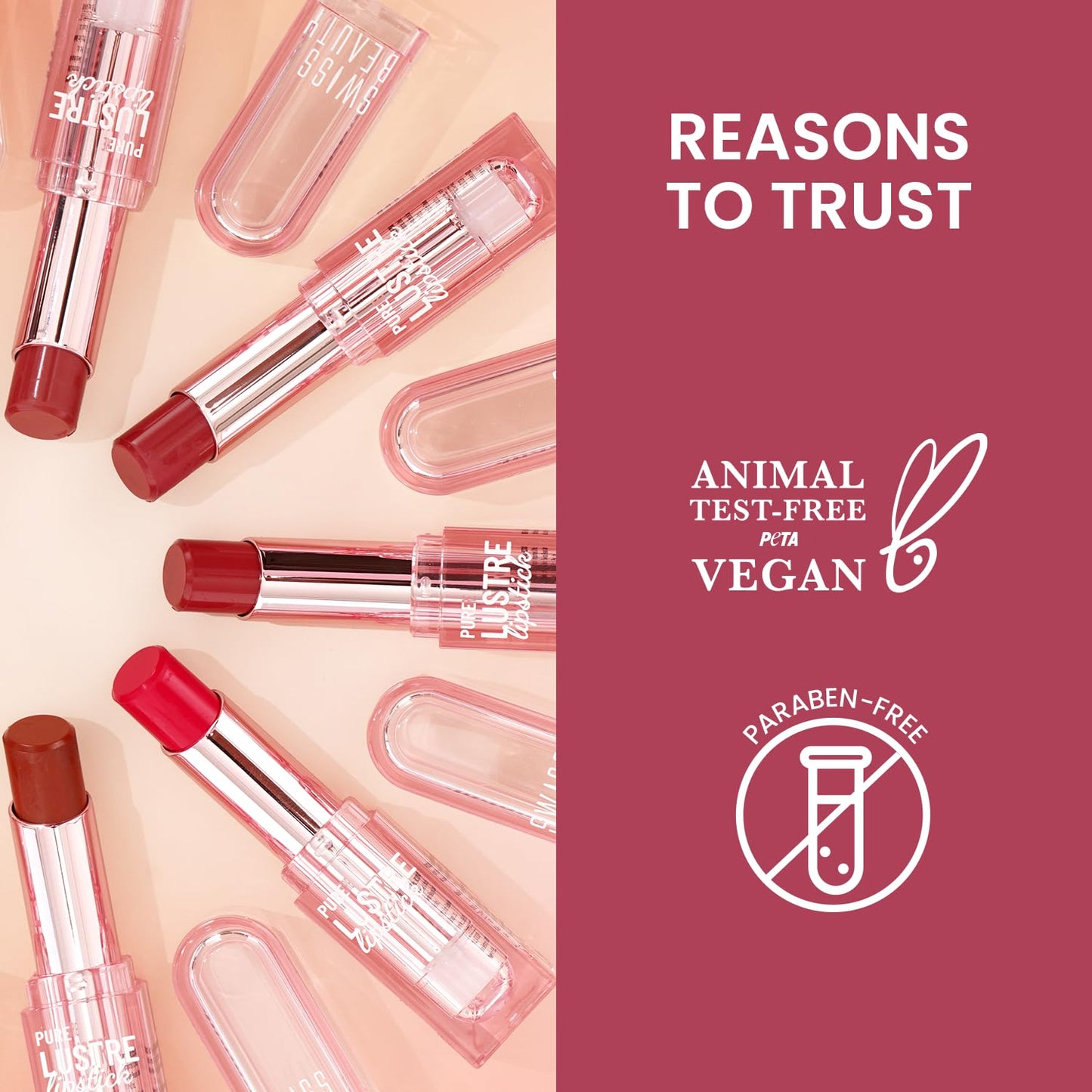 SWISS BEAUTY PURE LUSTRE Lipstick - Silk Pink 3.8 g
