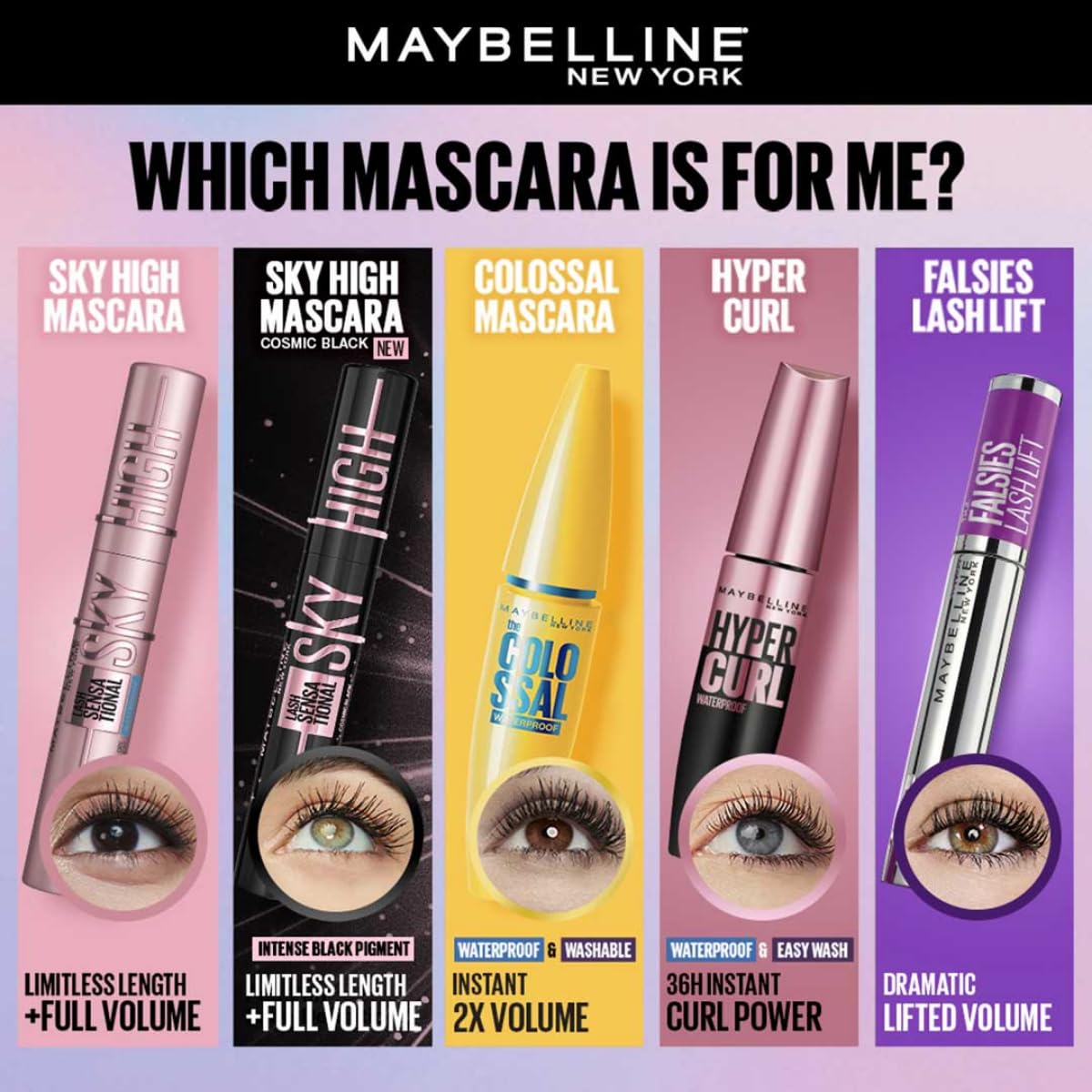 Maybelline New York Sky High Mascara Waterpruf Pk 1 Very Black 6 MILLI_LITRE