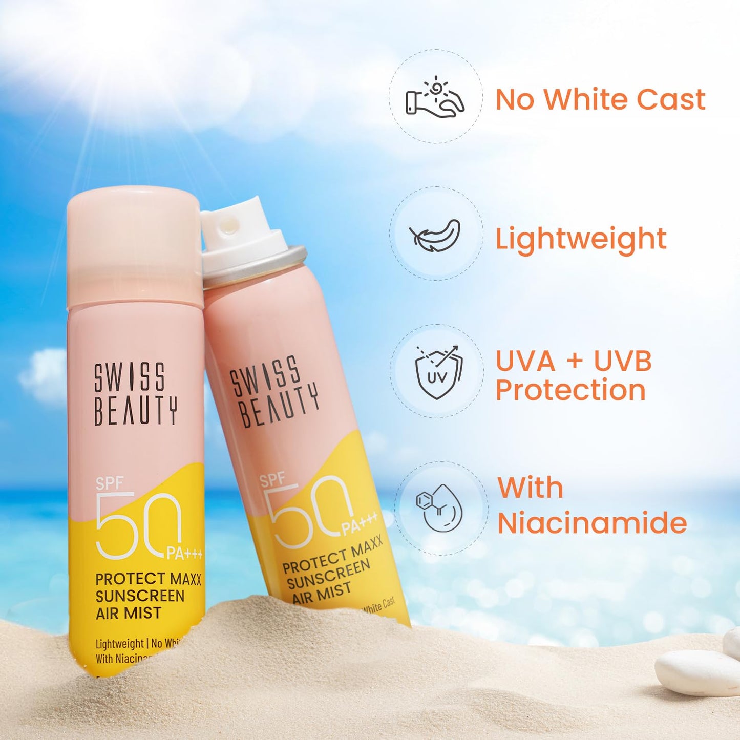 SWISS BEAUTY PROTECT MAXX SUNSCREEN AIR MIST SPF 50 PA+++ 80 ml