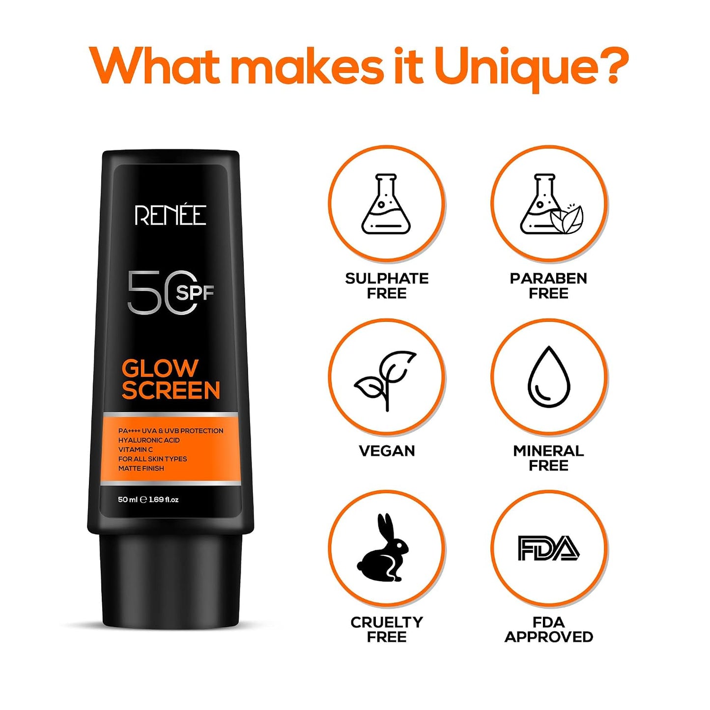 Renee Glow Screen SPF 50 PA++++ Sunscreen 50 ml