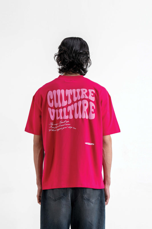 Culture Vulture Printed Pink Oversized T-Shirt Main Character