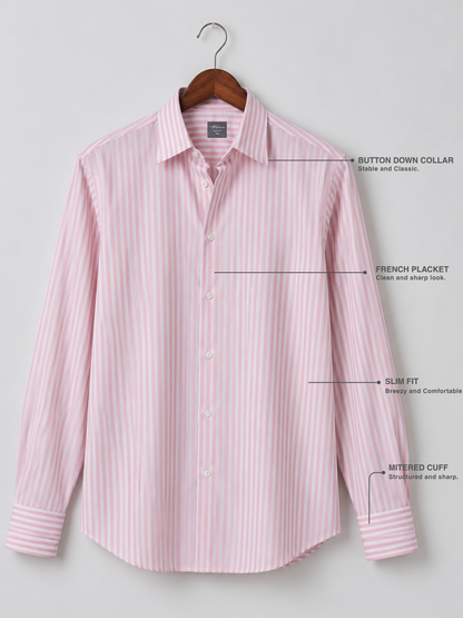 Slim Fit Cotton Blend Pink Casual Shirt for Men (BAVIO)