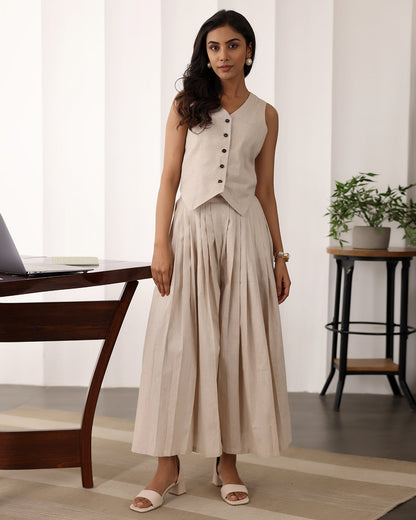 Off-White Cotton Vest Co-ord Set