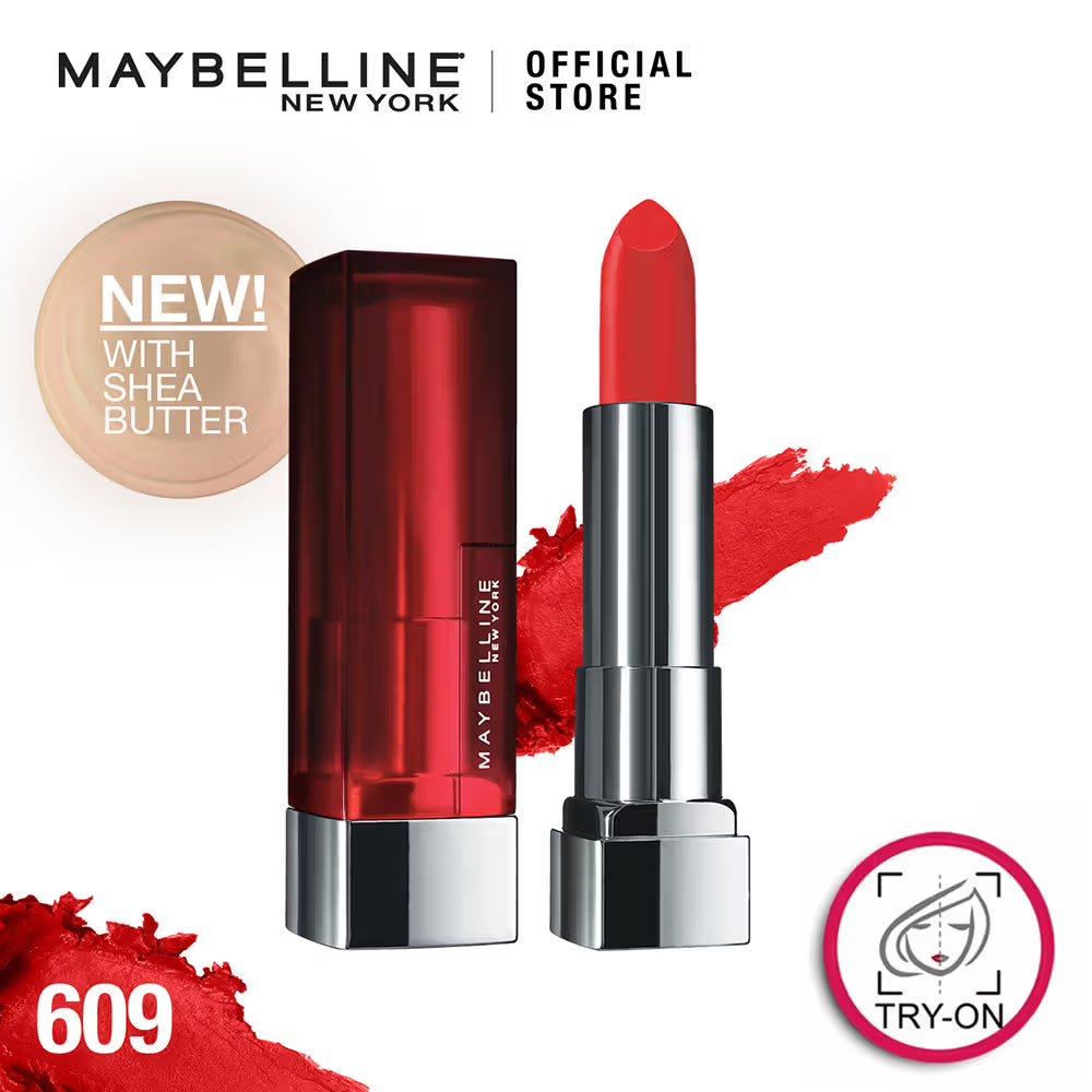 Maybelline New York Sensational Creamy Matte Lipstick Hydrating Formula - 609 DYNAMITE RED