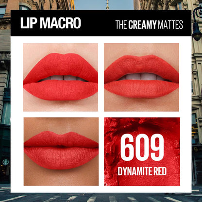 Maybelline New York Sensational Creamy Matte Lipstick Hydrating Formula - 609 DYNAMITE RED