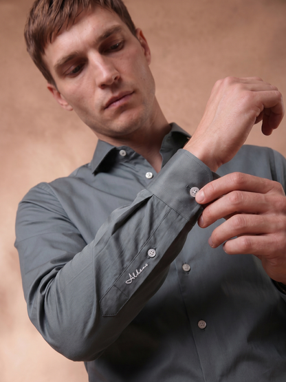 Regular Fit Cotton Sage Green Formal Shirt for Men (ROYAL)