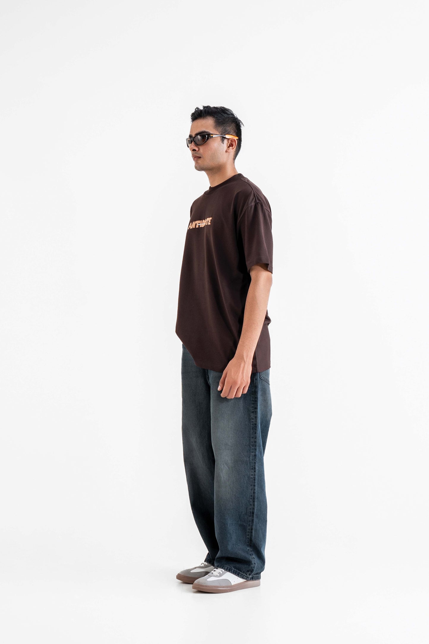 Antidote Heavyweight Oversized Printed Brown T-Shirt Main Character