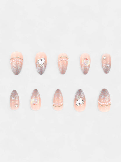 The French Bijou Press-On Nails - Crimson Red:Daisy White