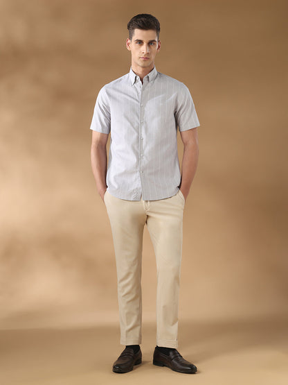 Grey Regular Fit Formal Cotton Shirt for men (COWIX)