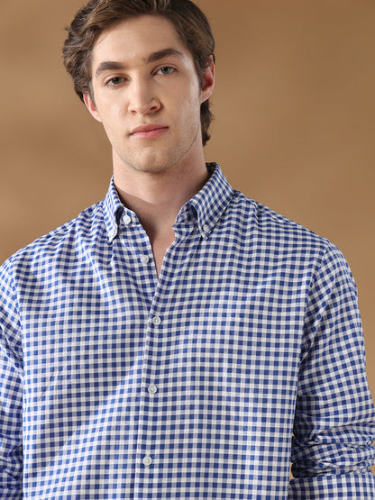 Blue Regular Fit Casual Cotton Shirt for men (CAXEN)