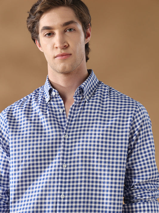 Blue Regular Fit Casual Cotton Shirt for men (CAXEN)