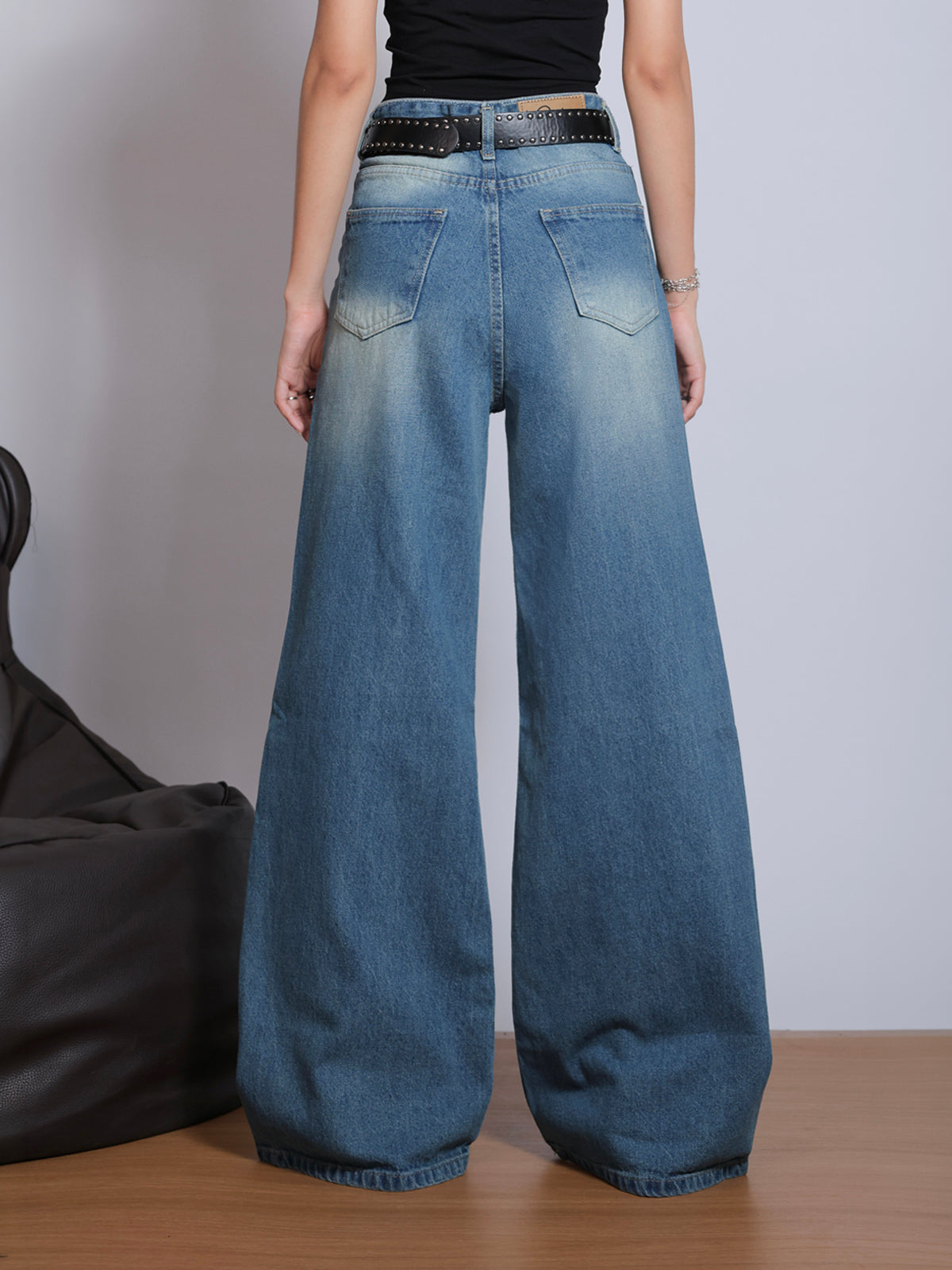 Aqua Blue Vintage Washed Super Wide Leg Jeansâ€¨