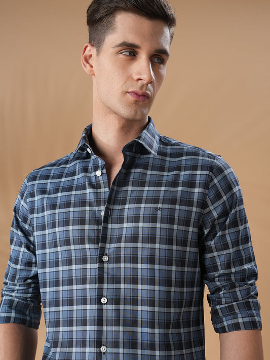 Blue Slim Fit Casual Cotton Shirt for men (FAZIO)