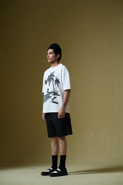 Deeper For You Printed Oversized White T-Shirt Main Character