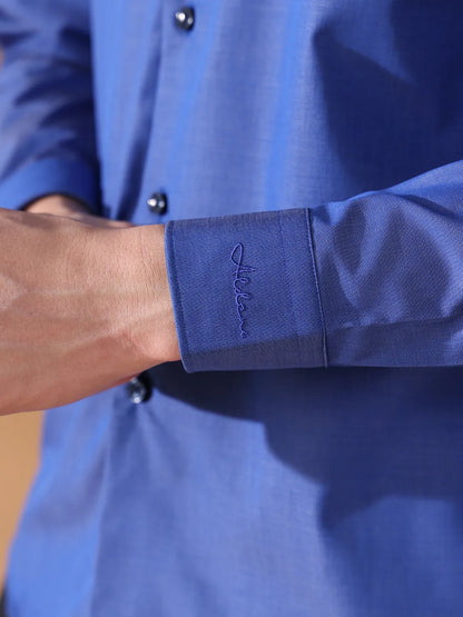 Blue Regular Fit Solid Formal Shirt for Men (LUKA)