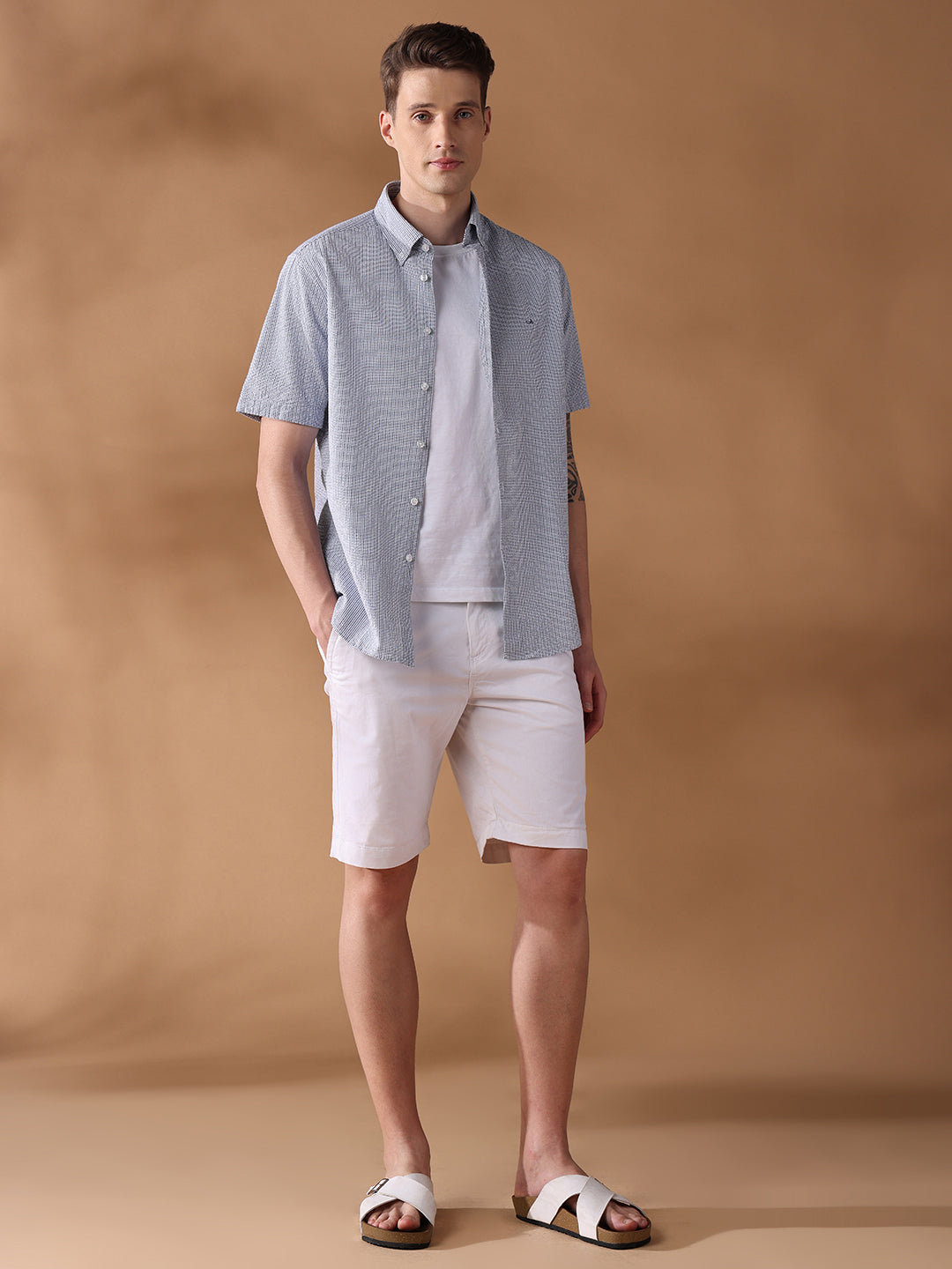 Blue Regular Fit Checked Casual Shirt for Men (LAISA)