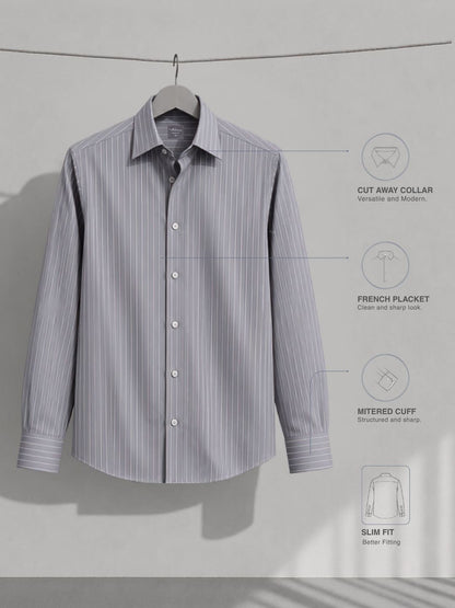Slim Fit Cotton Grey Formal Shirt for Men (FELIT)