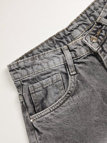 Comet Grey Washed Wide Leg Jeans