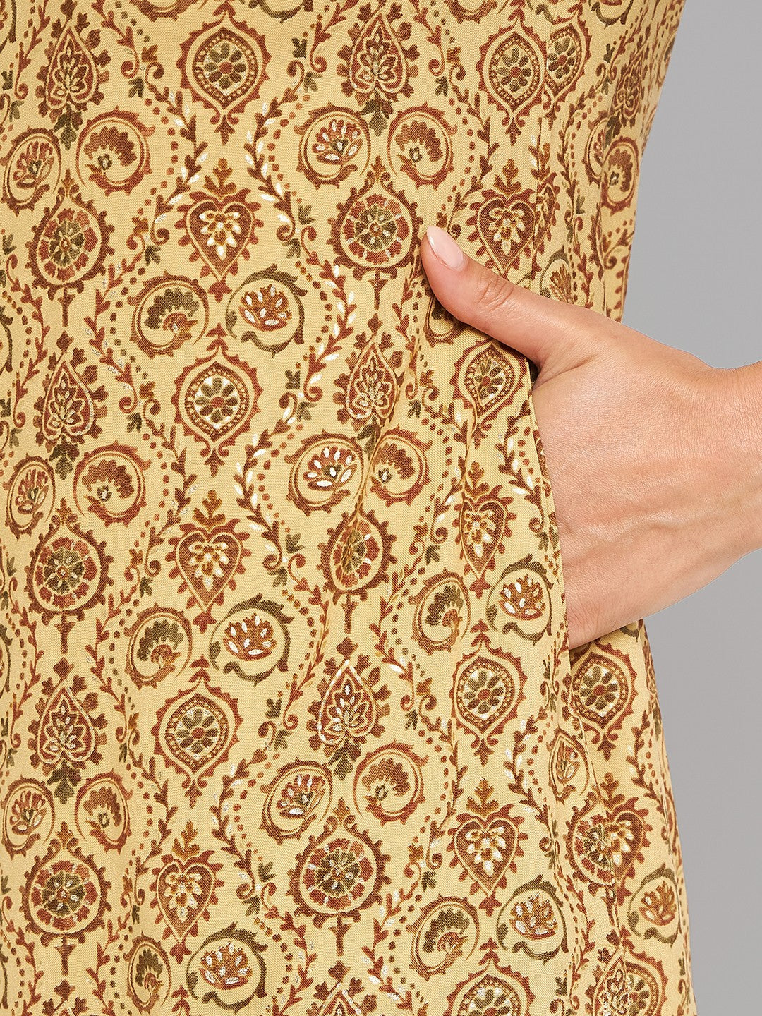 Women Mustard Kurta With Lace Krya