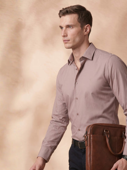 Slim Fit Beige Other Solid Formal Shirt for Men (TOMBG)