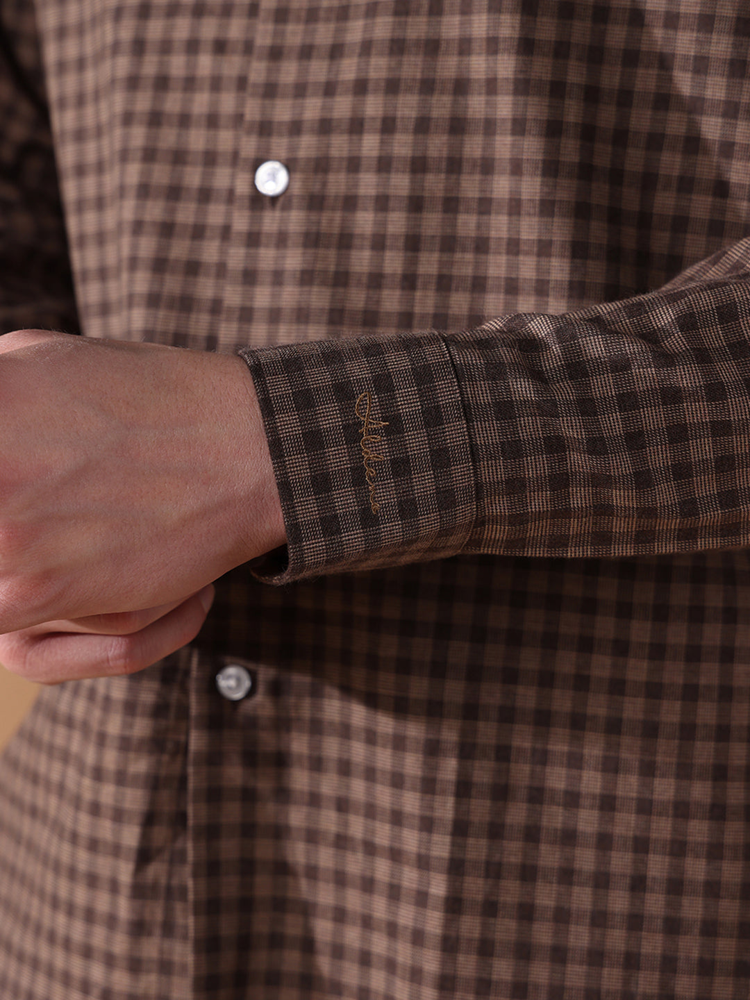 Brown Regular Fit Checked Formal Shirt for Men (LOTRY)