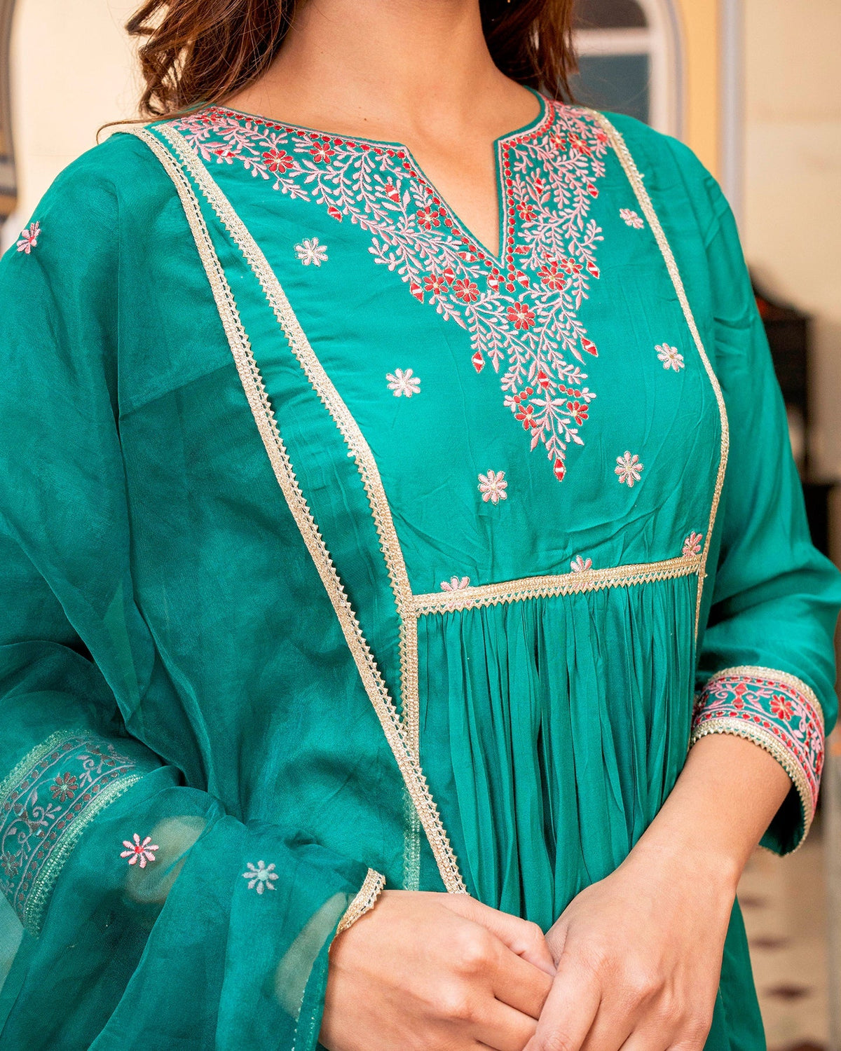 Green Muslin Suit Set