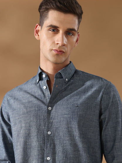 Grey Regular Fit Formal Cotton Shirt for men (CANTO)