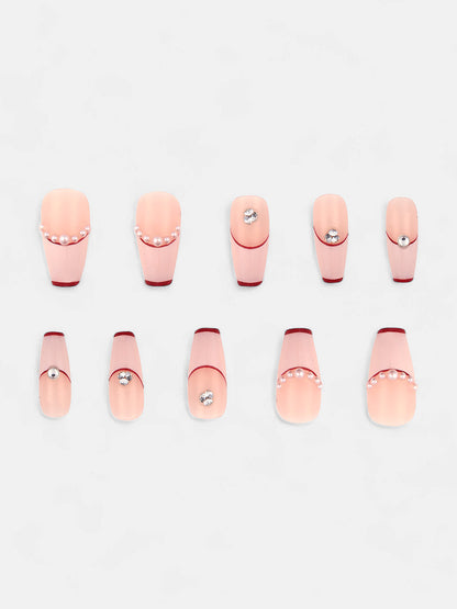 The Strokes Block Press-On Nails - Punch Pink