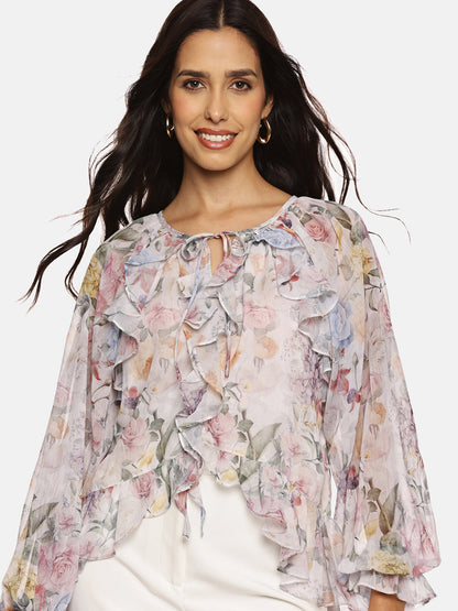 IS.U White Ruffled Boho Top