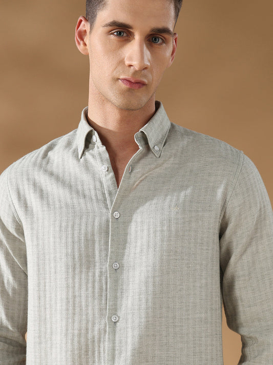Green Regular Fit Casual Cotton Shirt for men (CINTIO)