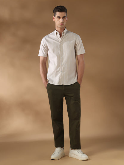 Beige Regular Fit Formal Cotton Shirt for men (COMEL)