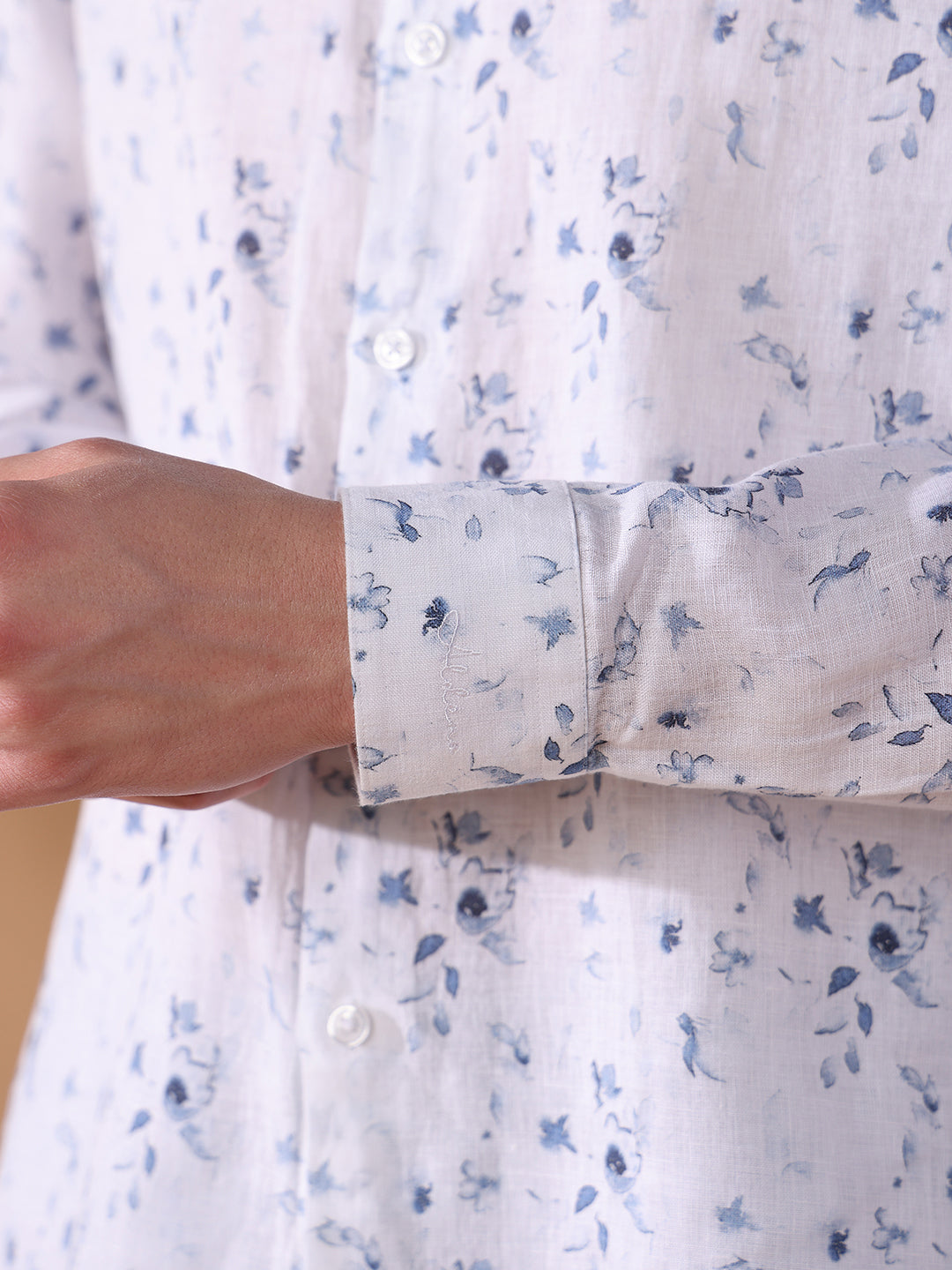 Navy Regular Fit Printed Casual Shirt for Men (LION)