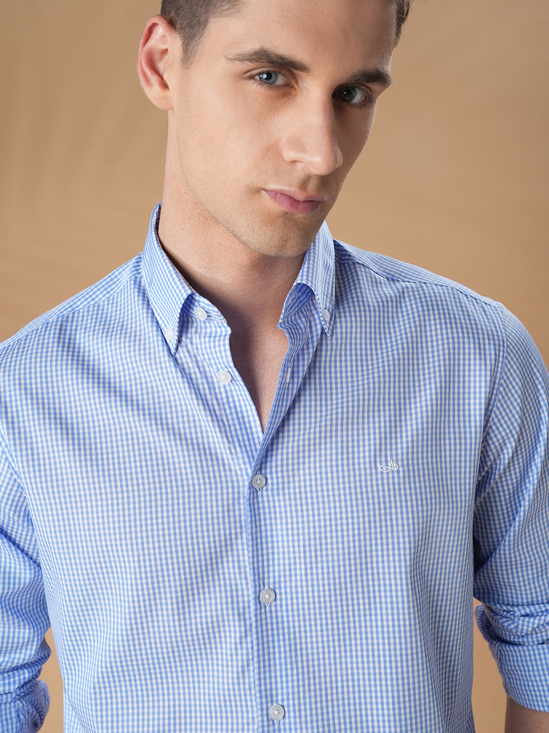 Blue Regular Fit Formal Cotton Shirt for men (CUDEL)