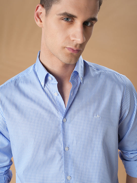 Blue Regular Fit Formal Cotton Shirt for men (CUDEL)