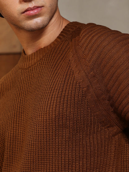 Self-Raglan Knit Pullover Sweater