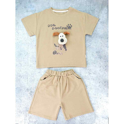Brown Doggy Paw 2pcs Shorts set for Toddlers and Kids
