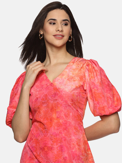 Buy pink printed midaxi dress for women