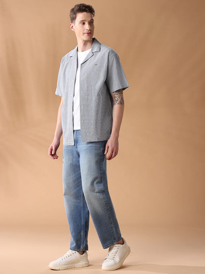 Grey Regular Fit Checked Casual Shirt for Men (LEONO)