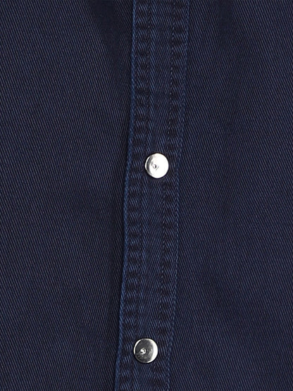 Kuons Avenue Men's Indigo Cotton Twill Casual Shirt