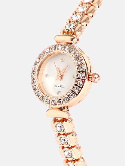 The Polished Opulent Round Watch - Champayne Gold