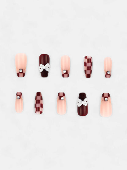 The Racer-Bow Press-On Nails - Chocolate Brown